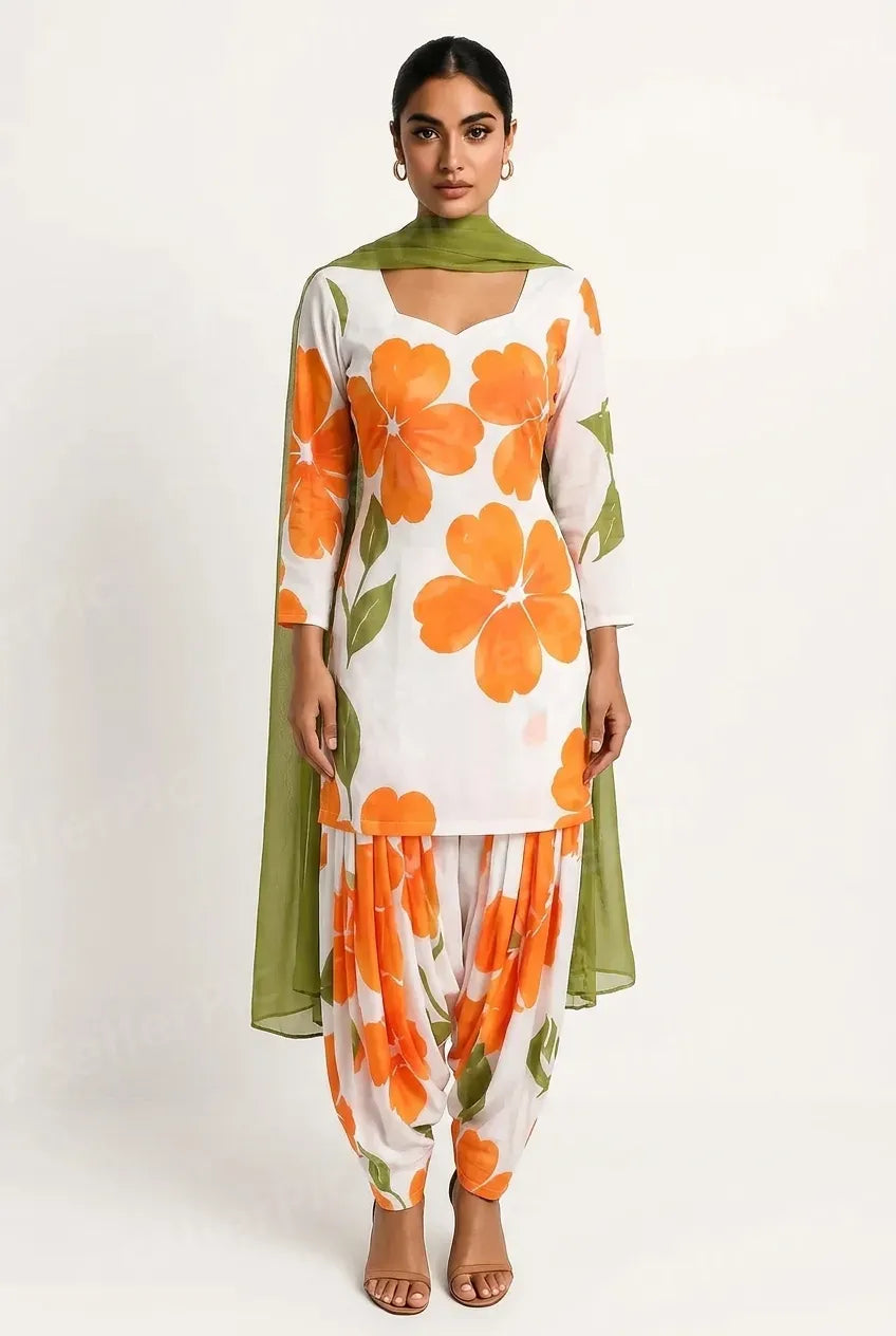White & Orange (Floral)