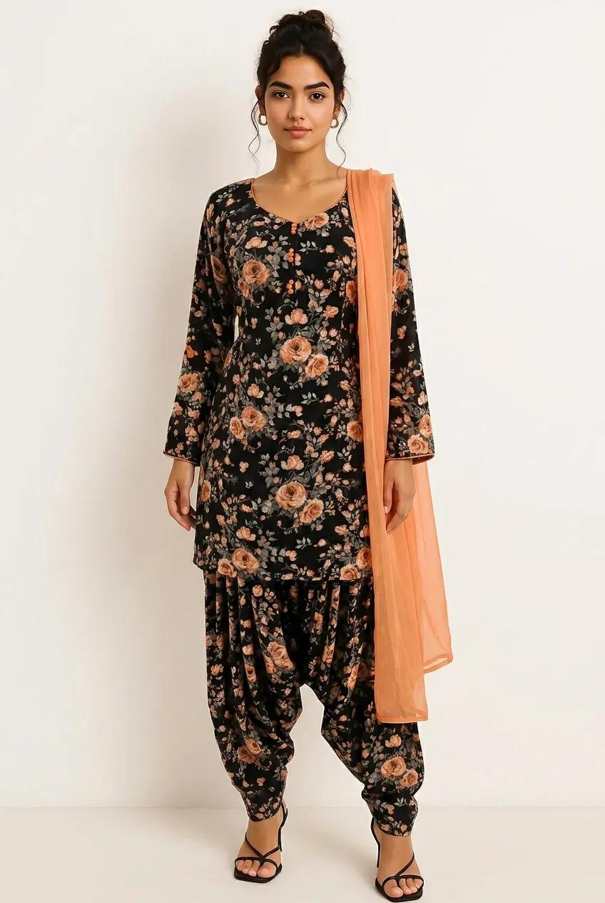 Black & Orange (Floral)