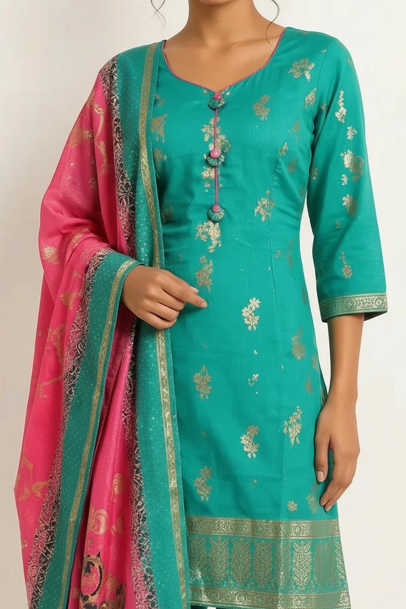 Green Salwar Suit (Silk)