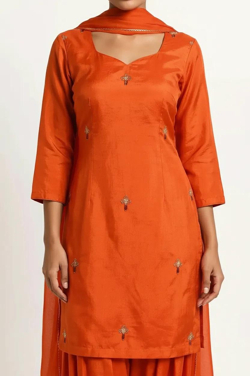 Orange Salwar Suit (Handwork)