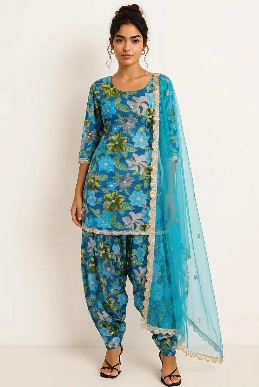 Firozi Turquoise (Floral Handwork)