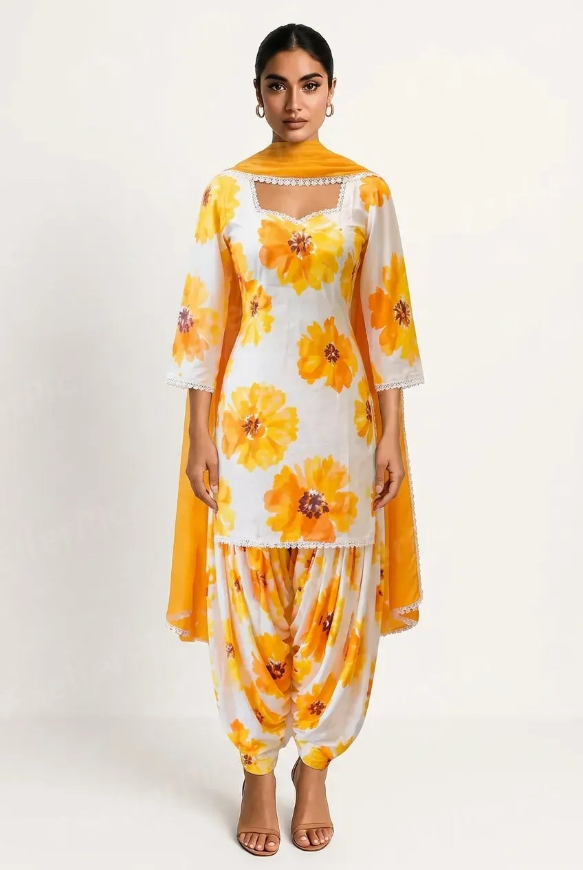 White & Orange (Floral)