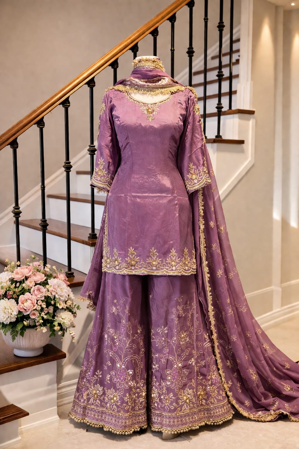 Dusty Purple (Gharara | Art Silk)