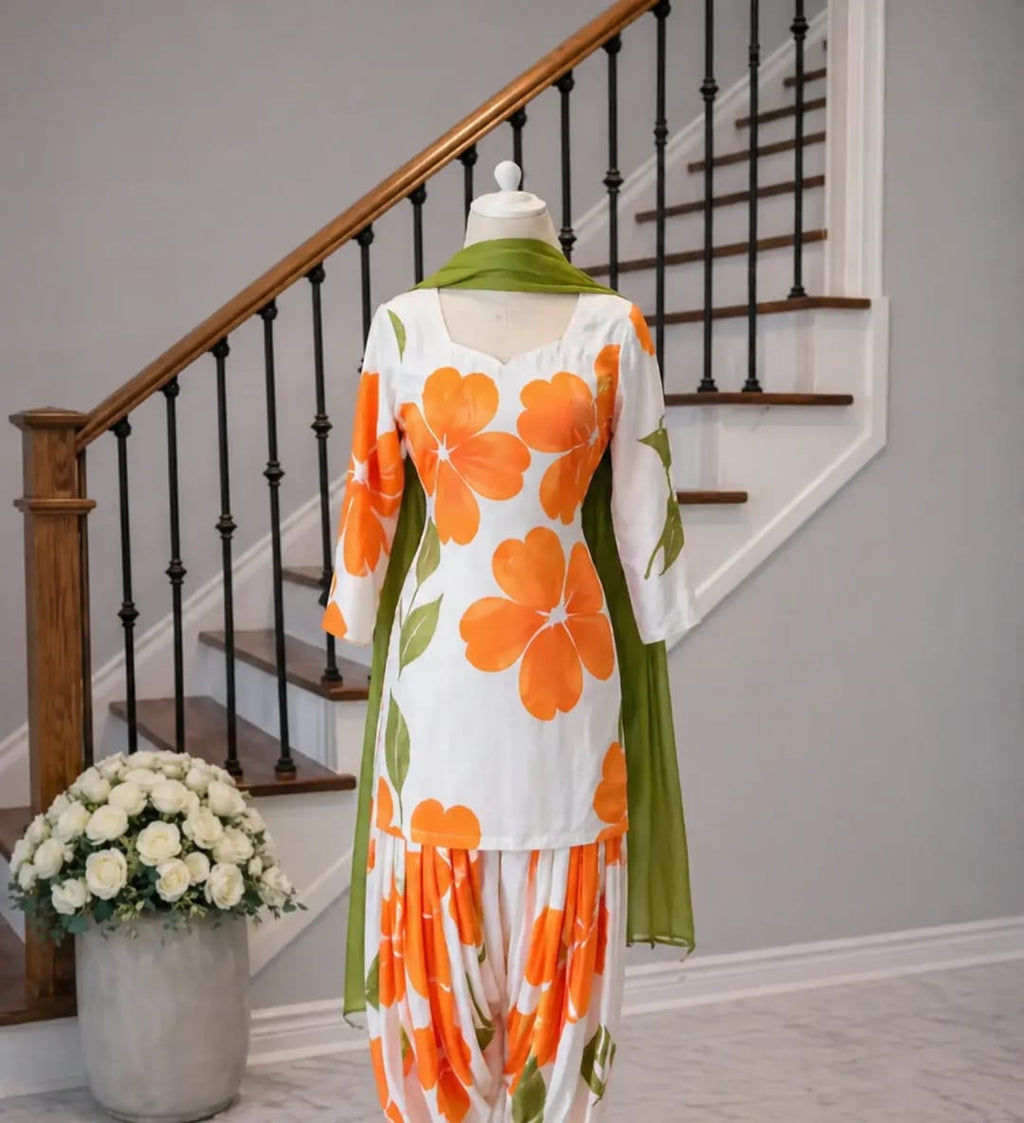 White & Orange (Floral)