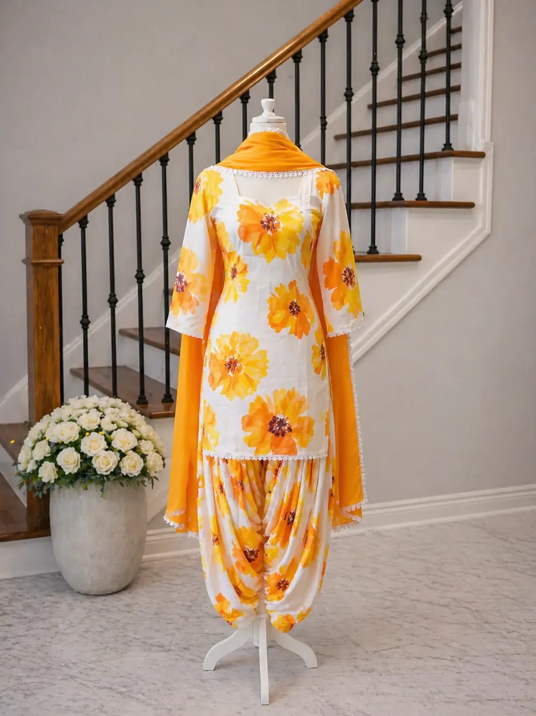 White & Orange (Floral)