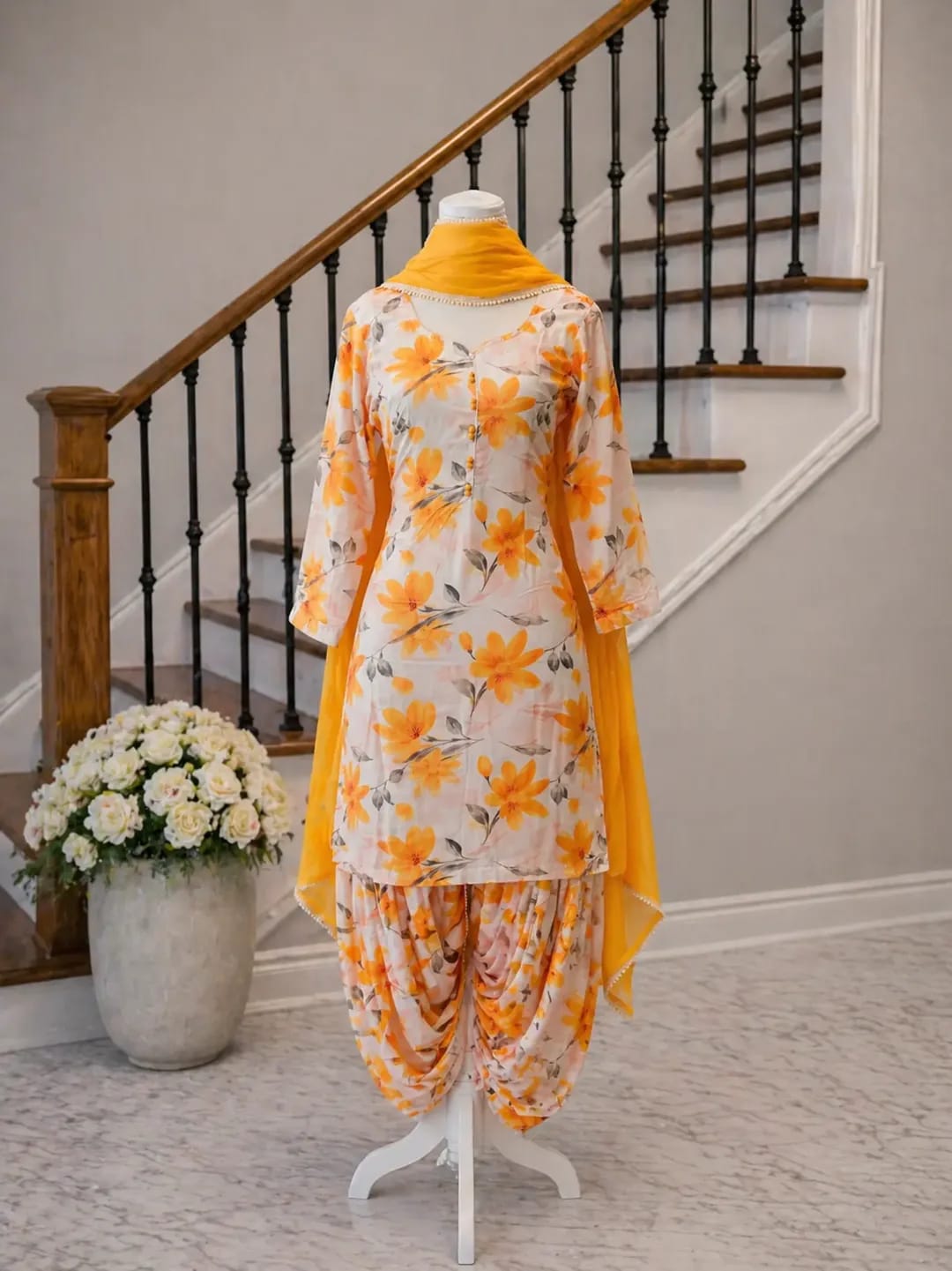 White & Orange (Floral)