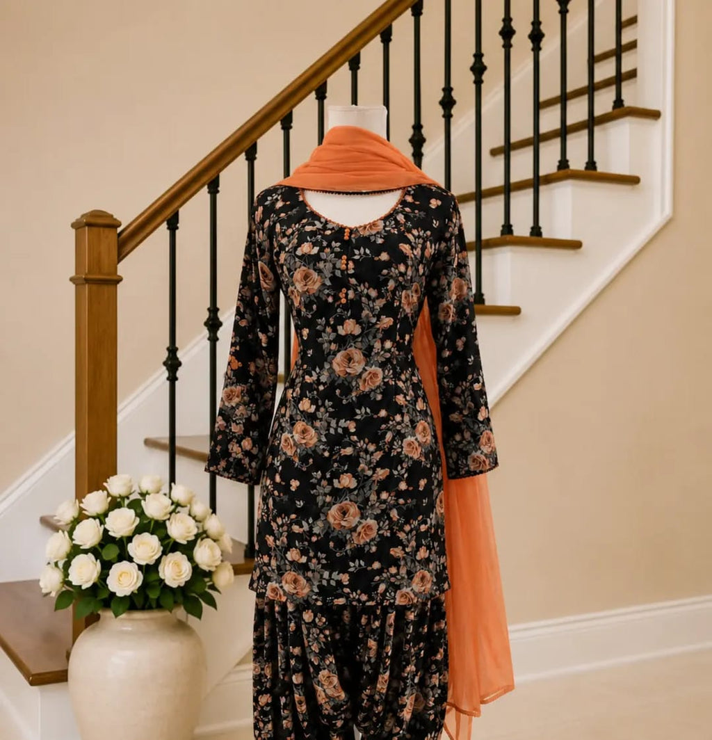 Black & Orange (Floral)