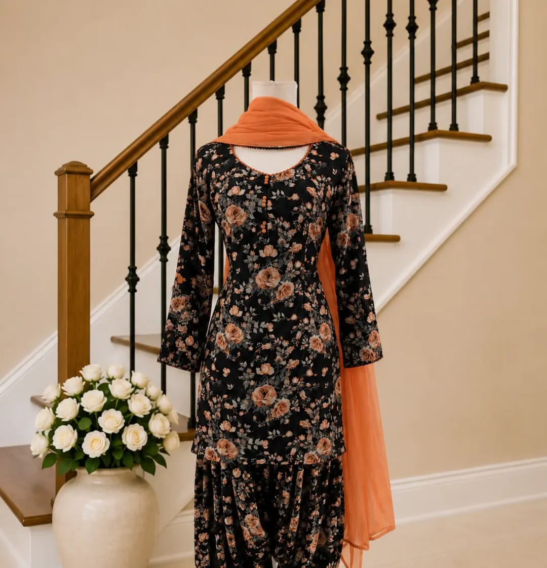 Black & Orange (Floral)