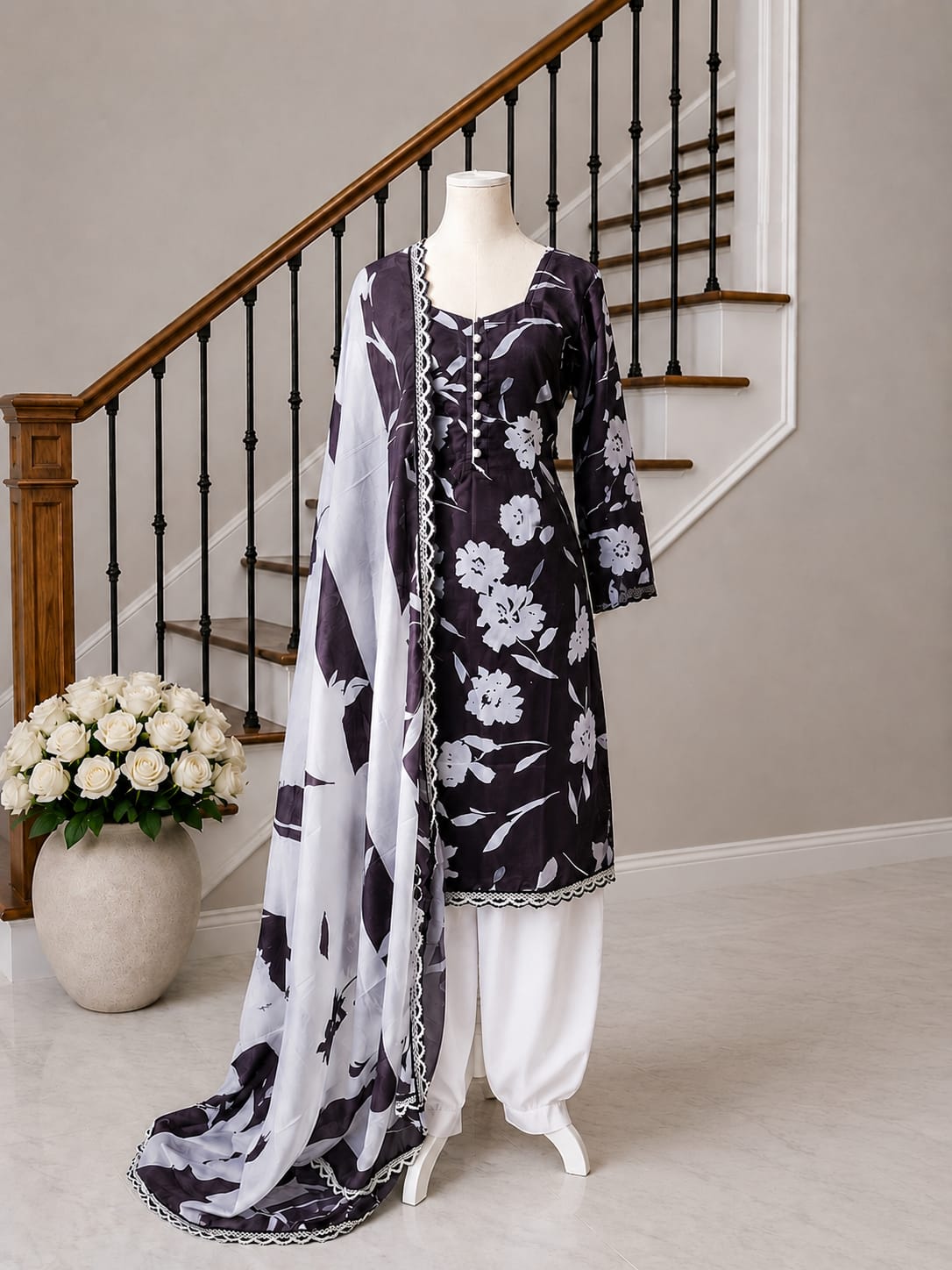 Black & White (Floral)