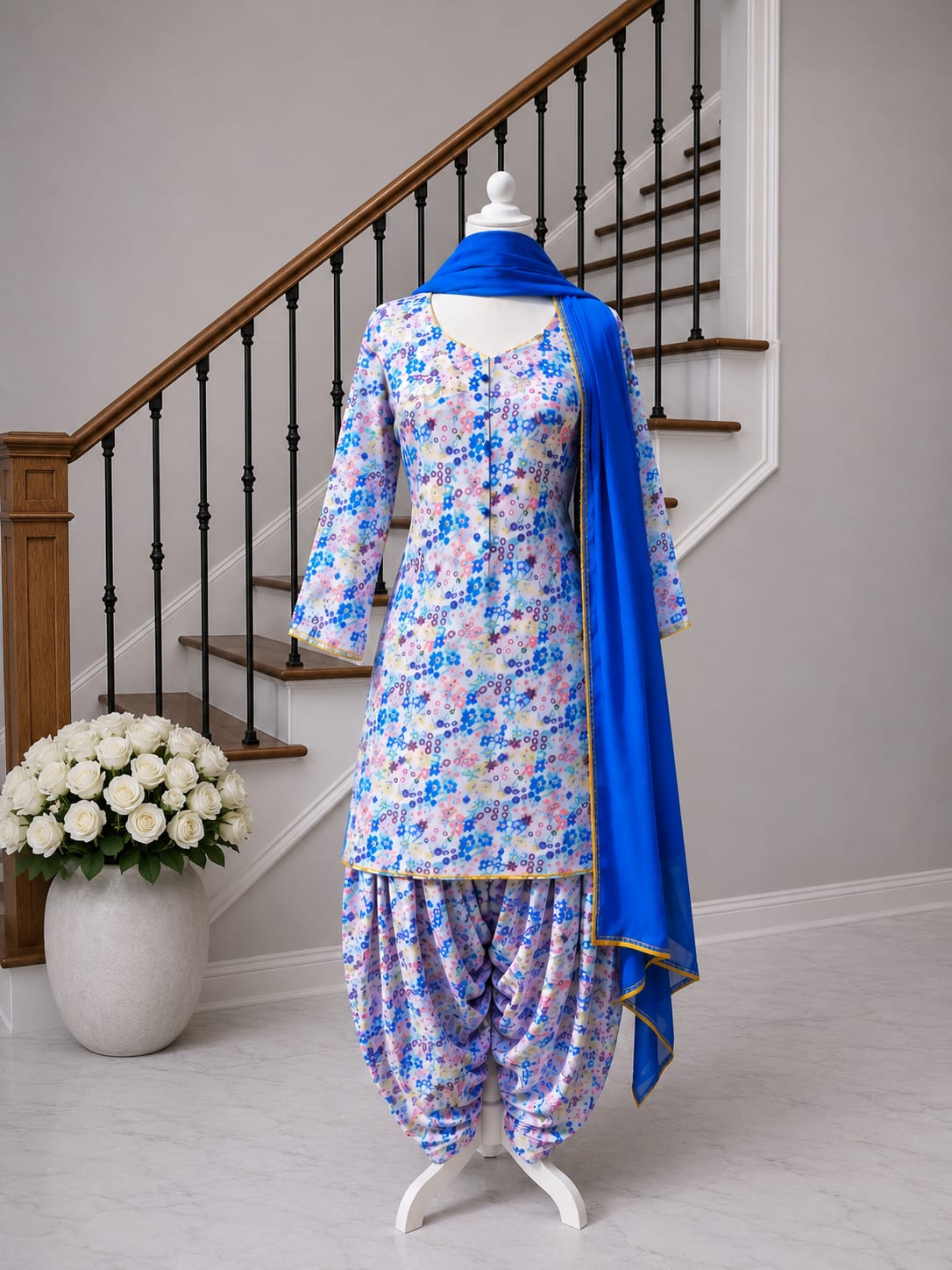 White & Blue (Floral)