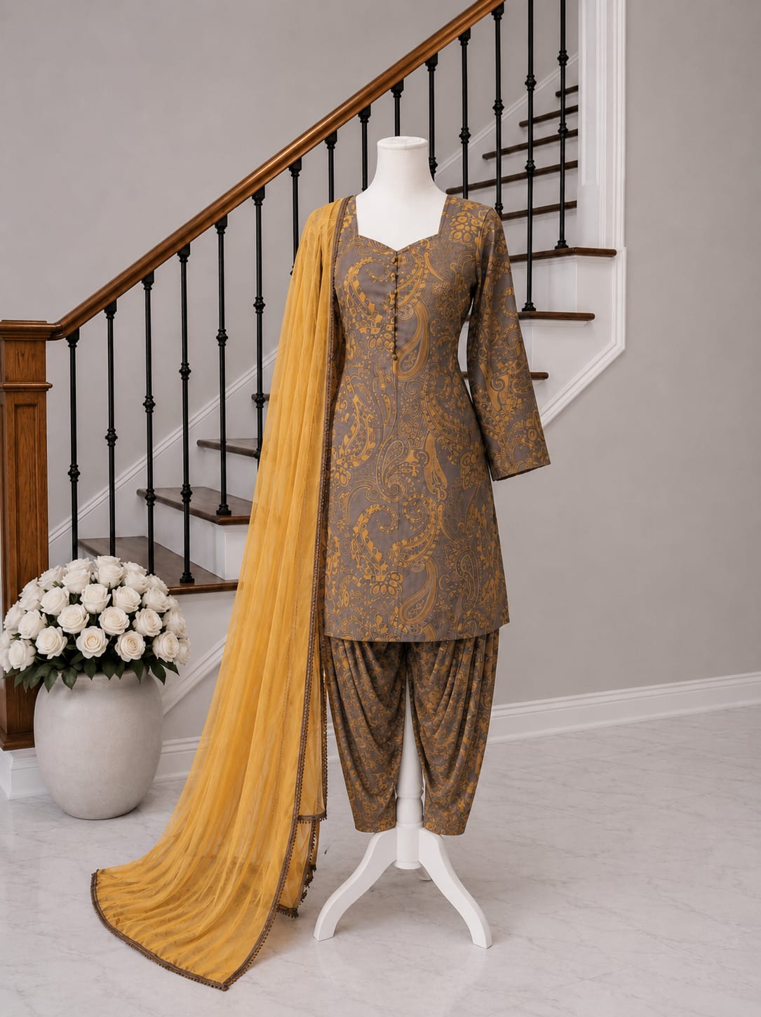 Grey & Yellow (Floral)