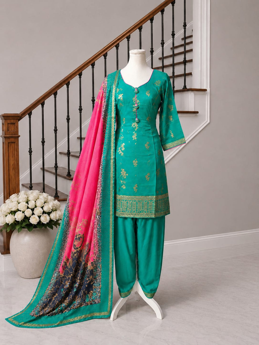 Green Salwar Suit (Silk)