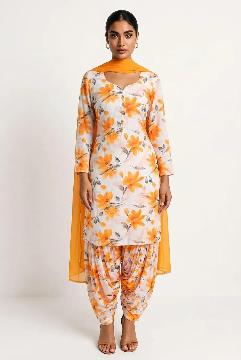 White & Orange (Floral)
