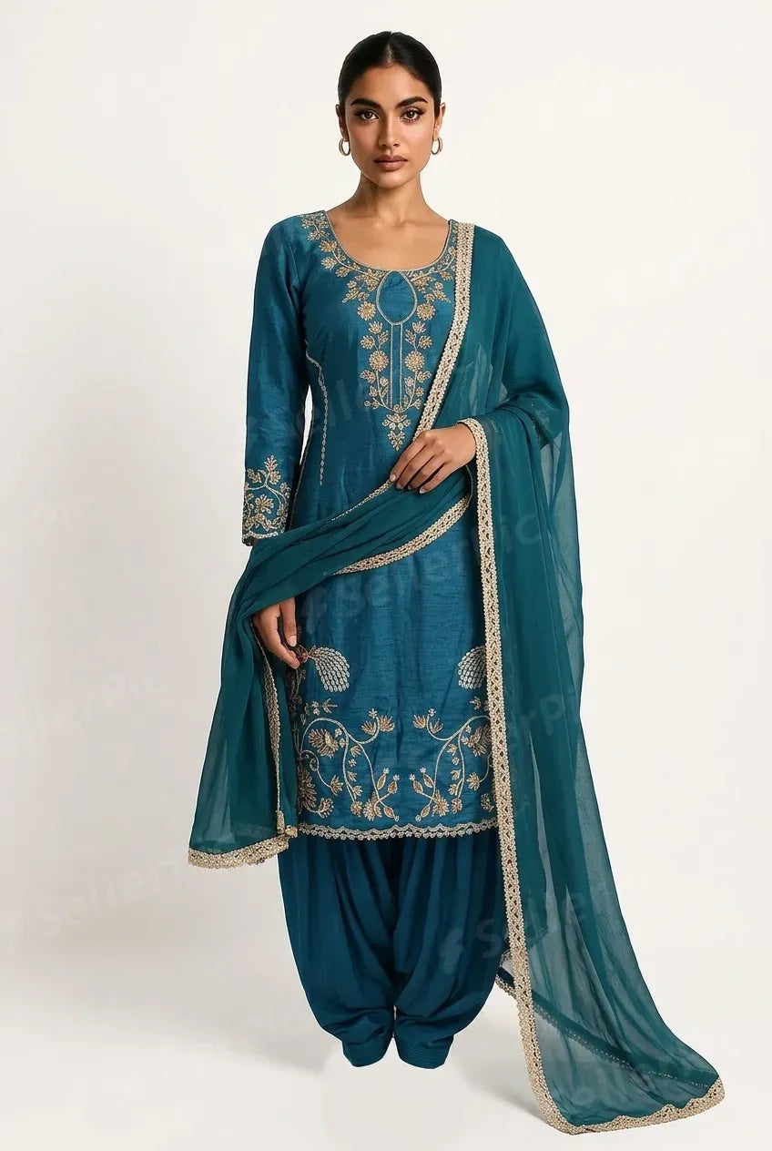 Teal Blue (Raw Silk)