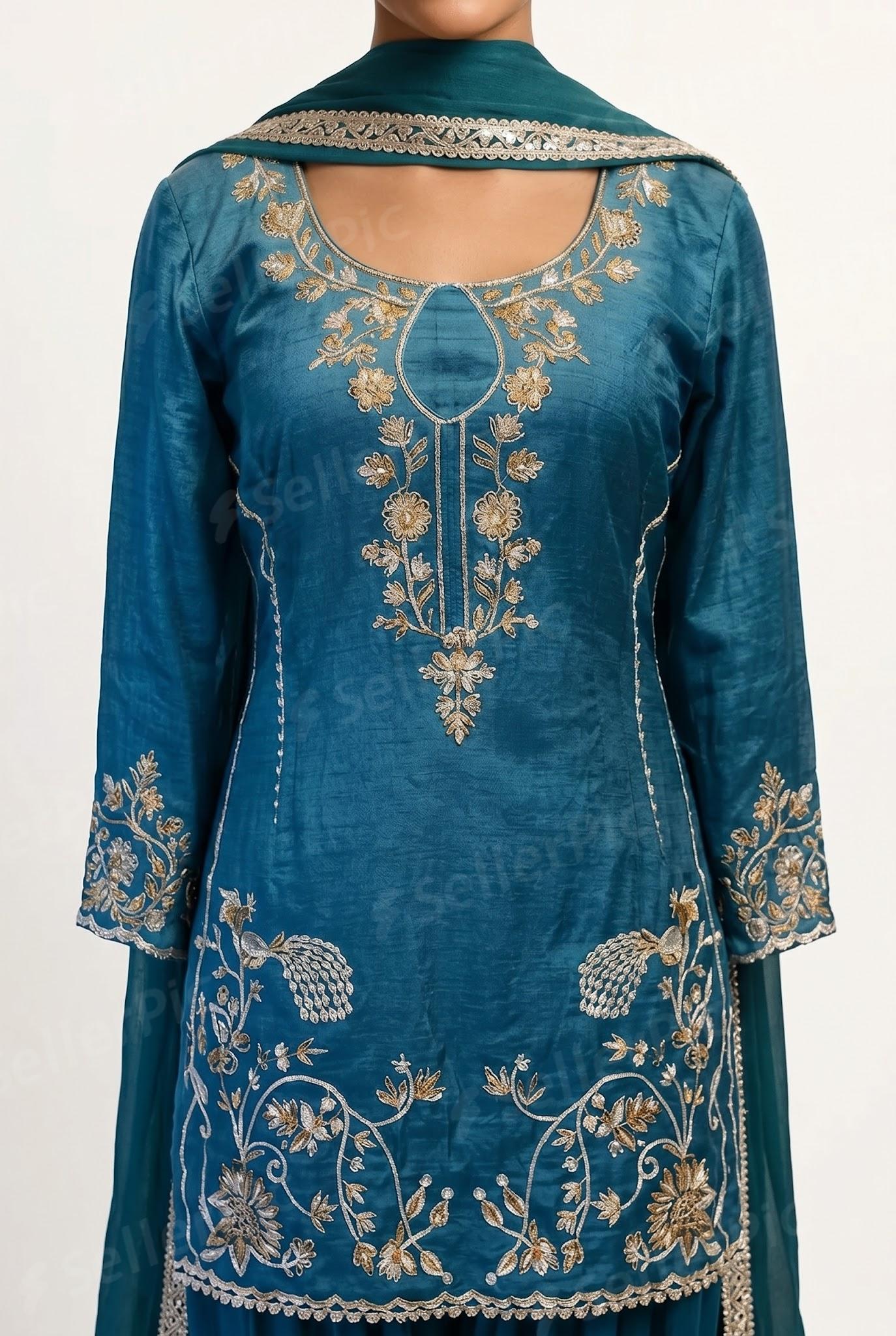 Teal Blue (Raw Silk)