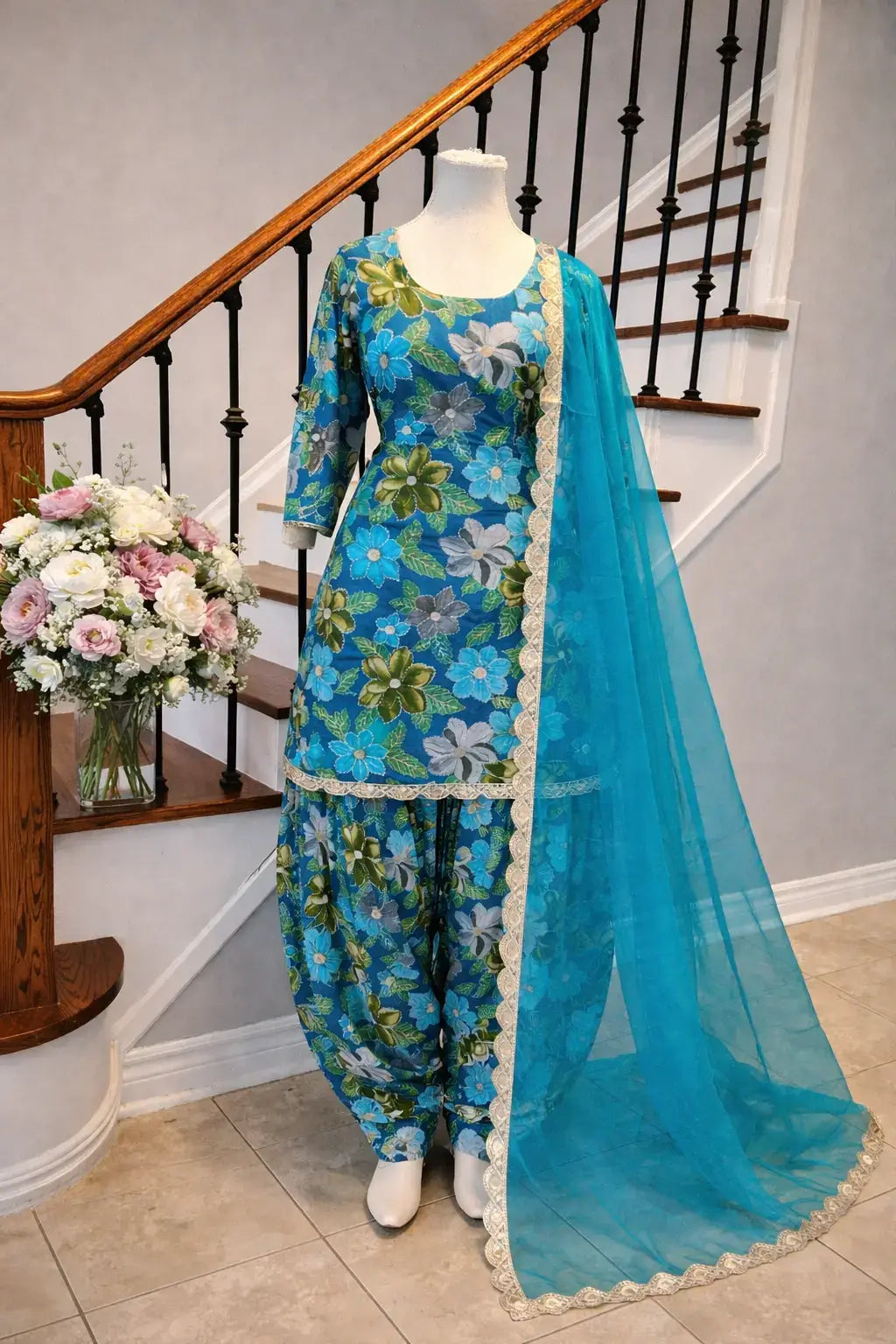 Firozi Turquoise (Floral Handwork)