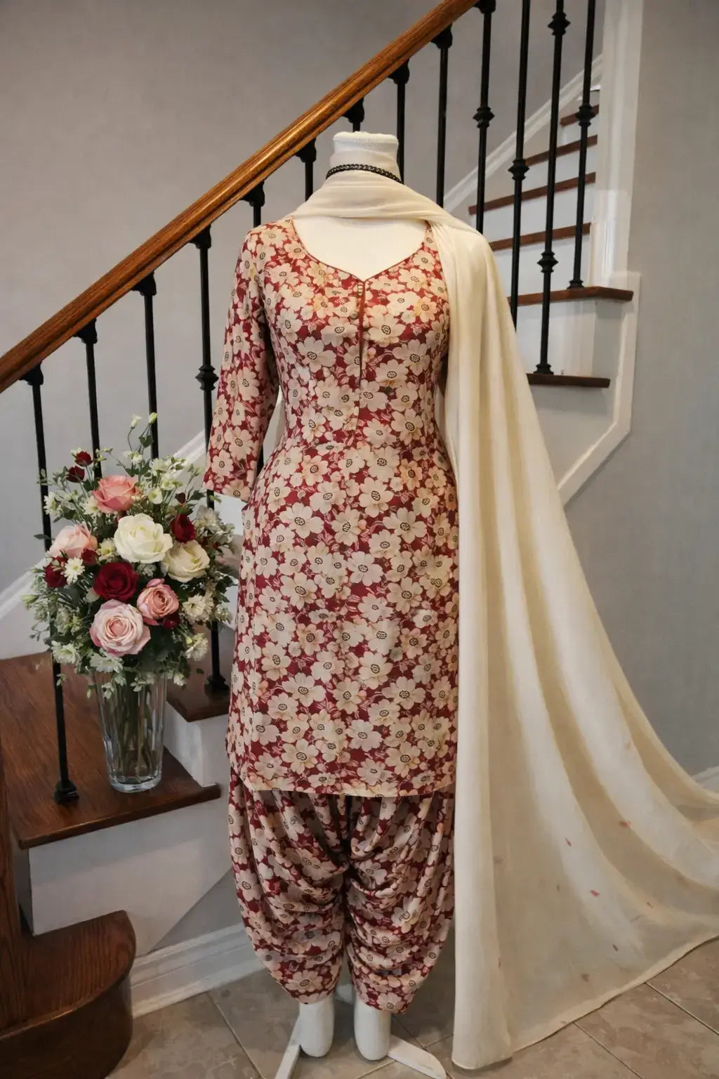 Maroon (Floral Suit)